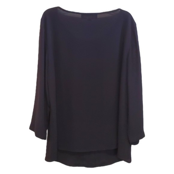 Ann Taylor‎ Loft Women's Black Blouse Sz Med Sheer 3/4 Length Sleeves - Picture 3 of 5
